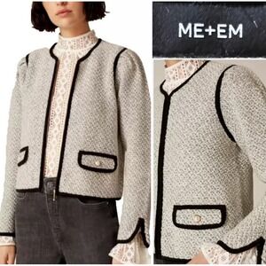 ME+EM Pearl embellished tweed merino wool mix Zip Jacket/Cardigan US 2